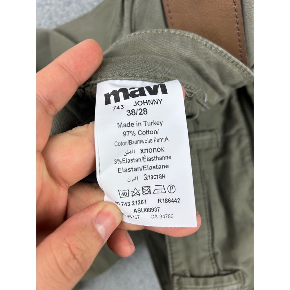 Mavi Jeans Johnny Slim Leg Chino Pants Mens 38x28 Olive Green Cotton Stretch - Picture 9 of 14